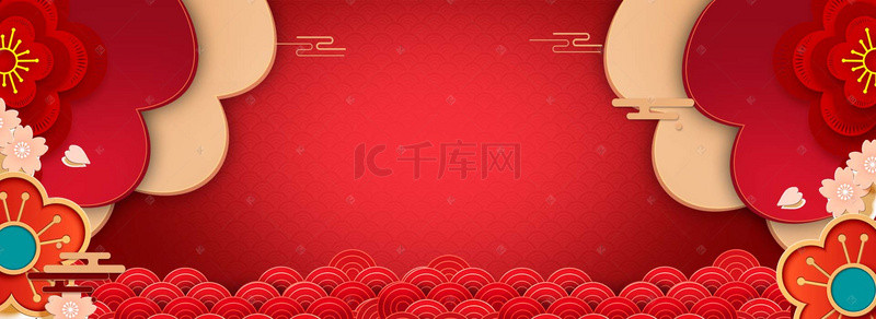 新年快乐背景图片_春节红色喜庆电商海报背景