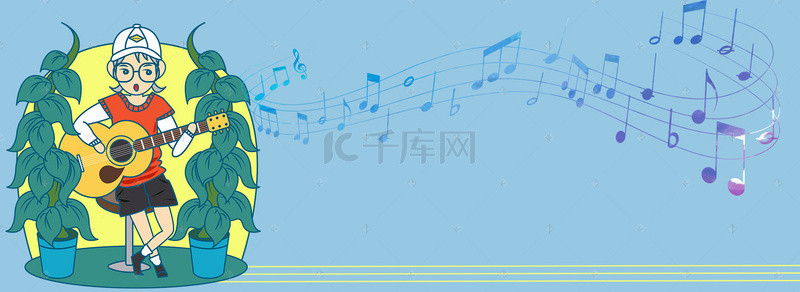 音乐节背景图片_社团手绘灰色banner