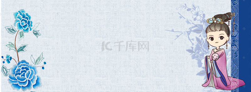 抢购背景图片_中国风蓝色系刺绣背景模板