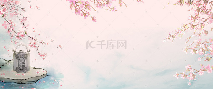 古典背景图片_中国风古典樱花季古风海报
