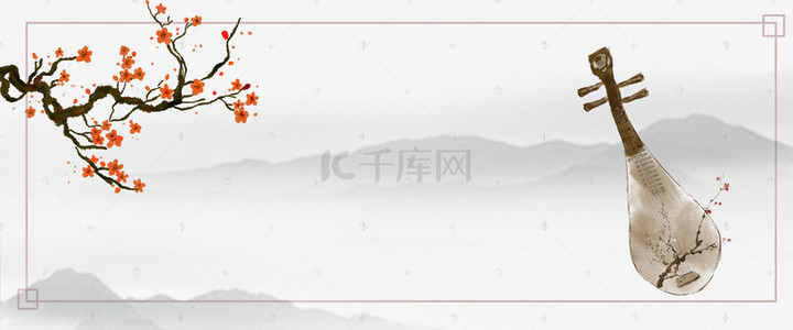 毕业海报展板背景图片_中国风创意琵琶文艺艺术表演海报背景素材