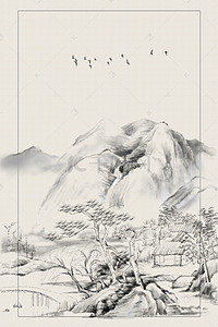 墨迹边框背景图片_简约中国风古典花边海报