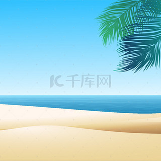 清新沙滩海边悠闲背景图片