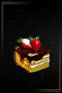 黑色质感创意面包蛋糕海报背景素材