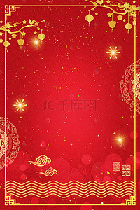 春节复古海报背景图片_猪年红色金色海报背景