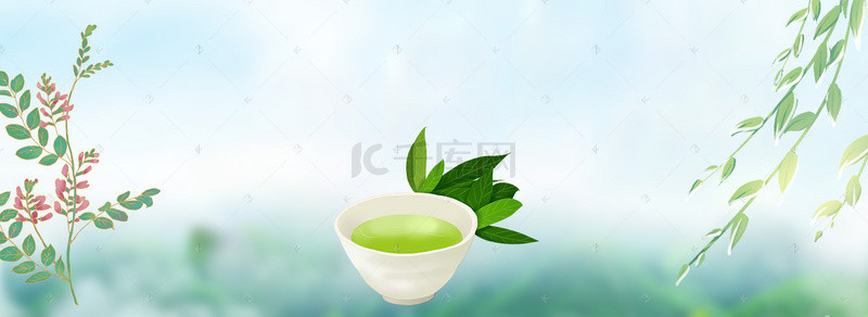 简约茶文化背景背景图片_小清新茶文化背景banner