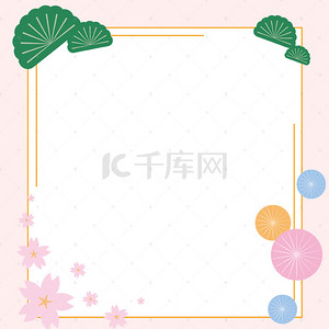 日式樱花背景图片_卡通扁平手绘樱花日式海报背景素材