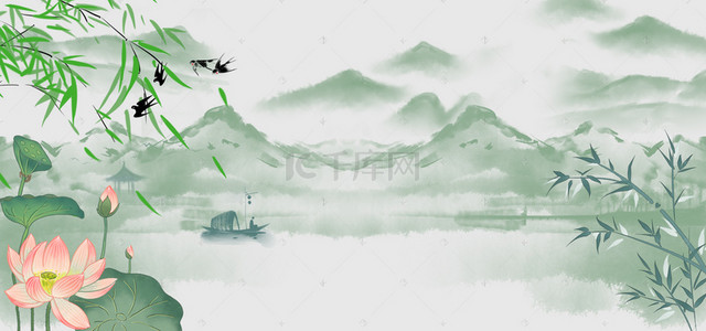 立春海报设计背景图片_谷雨小清新中国风水墨背景