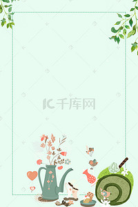 小清新蛋糕海报背景图片_小清新下午茶花朵餐巾背景