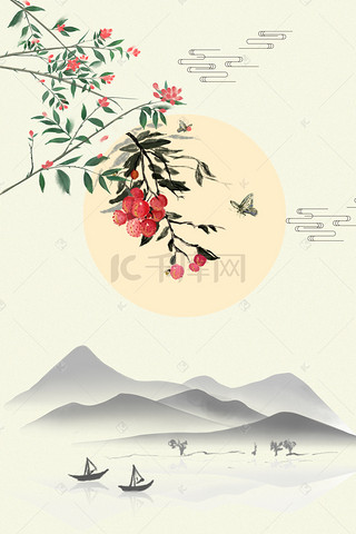 水果背景图片_杨梅水果中国风美食H5背景素材