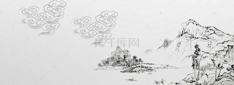 banner素背景图片_创意水墨复古中国风banner