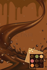 丝滑浓情创意巧克力甜品店海报背景素材
