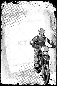 时尚黑白背景图片_黑白创意摩托车比赛背景素材
