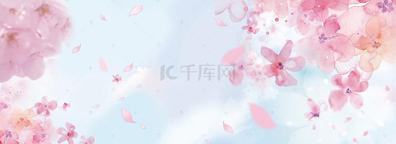 简约唯美粉色樱花背景海报banner