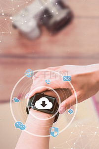 智能服务背景图片_智能手表虚拟触碰科技背景