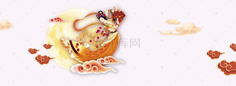 中秋嫦娥月亮背景图片_浓情中秋莲花banner