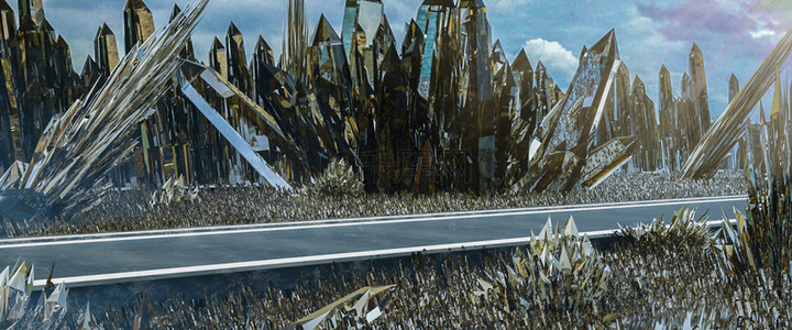 场景科幻背景图片_C4D科幻水晶汽车展示展台合成海报背景