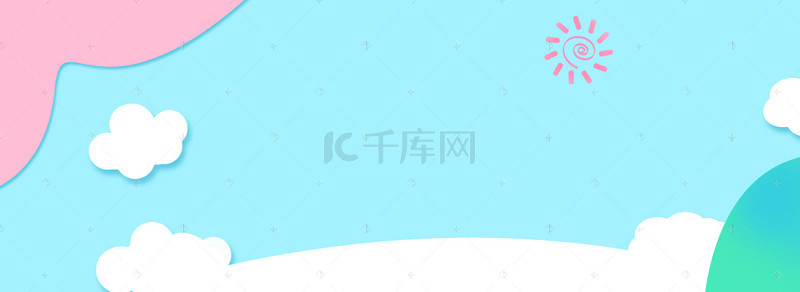 稻田秋游卡通背景图片_母婴产品大促销卡通蓝色banner