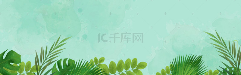 绿叶小植物背景图片_清新植物电商淘宝banner背景