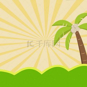简约椰树背景促销主图