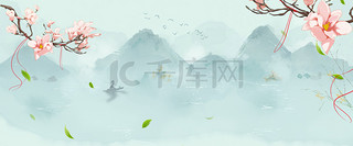 背景图片_绿色中国风厨房电器店铺首页背景