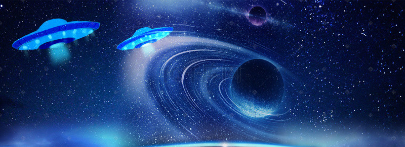 星空背景图片_太空飞船飞碟科技海报背景