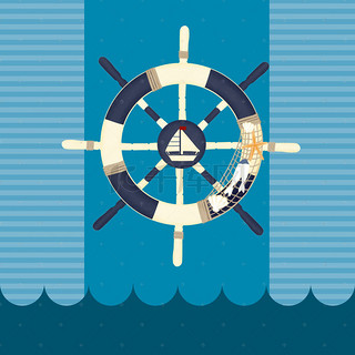 手绘海报背景图片_手绘地中海风情轮船背景