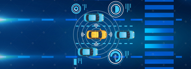 蓝色汽车科技背景背景图片_汽车科技车联网合成智能汽车