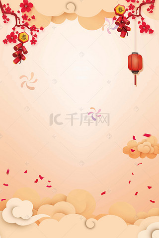 新年快乐背景图片_春节猪年卡通海报背景