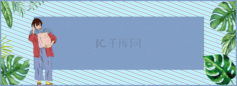 女装清爽背景图片_夏日上新清新手绘蓝色banner