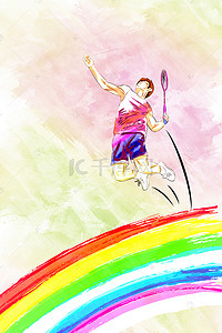 扁平化背景图片_羽毛球比赛扁平化体育运动海报