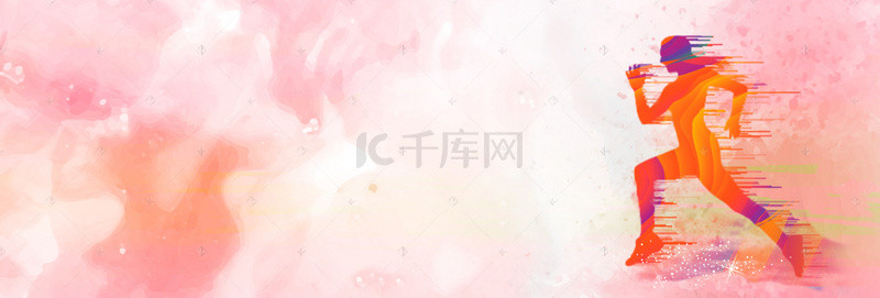 跑步手绘橙色banner