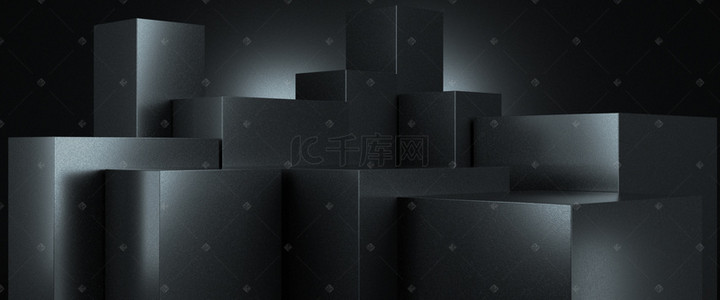C4D大气磨砂质感纹理黑色电商展台背景