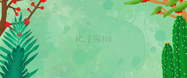 绿色梦幻卡通场景梦幻森林旅游banner