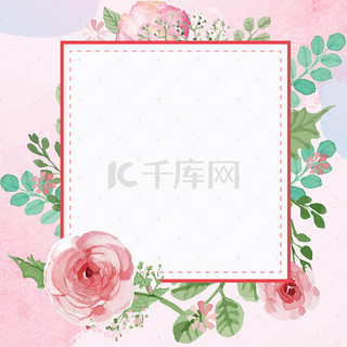 背景图片_粉色彩绘花朵边框背景