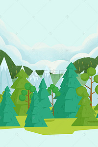 世界森林日背景图片_绿色手绘世界森林日公益海报