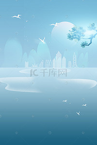 清新水墨中国风背景图片_清新简约中国风房地产背景海报