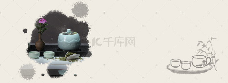 中国茶文化背景图片_中国风茶文化意境banner