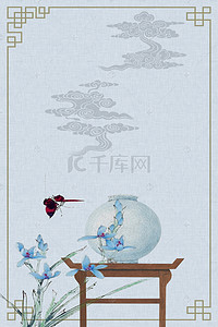 古风水墨手绘背景图片_H5清新传统古风手绘水墨花鸟纹理背景