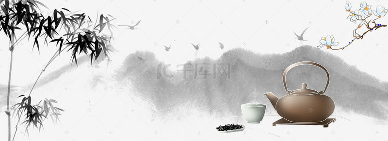 中竹子国风素材背景图片_中国风普洱茶背景素材