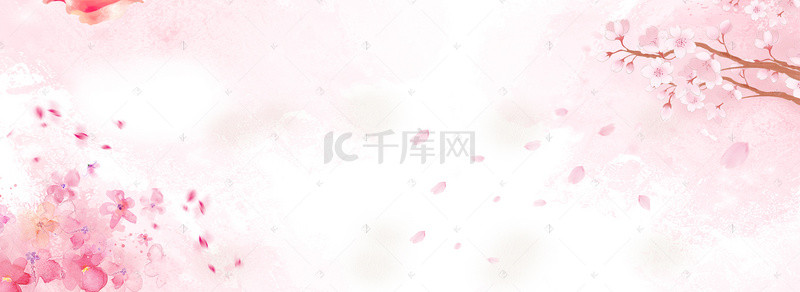 春季服装海报背景图片_小清新粉色樱花春天背景