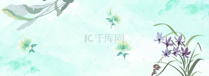 夏季淡蓝色清新花卉海报背景