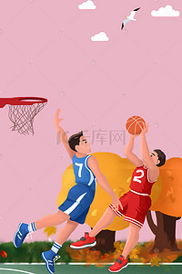 篮球赛背景图片_红色复古篮球赛PSD分层H5背景素材