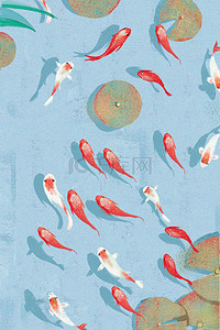红色抠图背景背景图片_卡通小金鱼免抠图