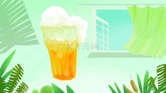 冷饮卡通海报背景图片_手绘卡通啤酒海报背景