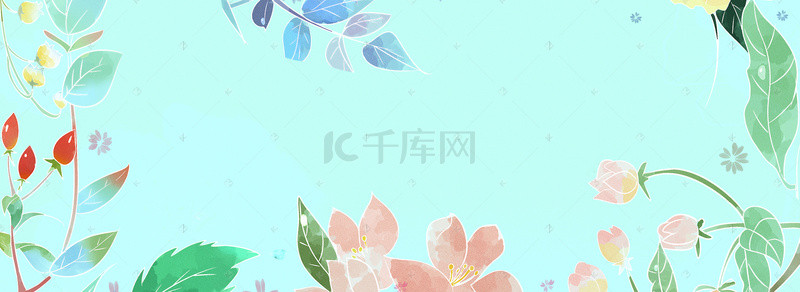 花背景图片_夏日新品手绘小清新蓝色banner