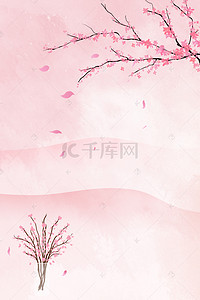 手绘粉色春天背景图片_手绘粉色小清新桃花节背景