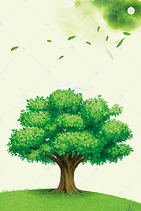 森林背景图片_绿色家园爱护大树宣传海报背景