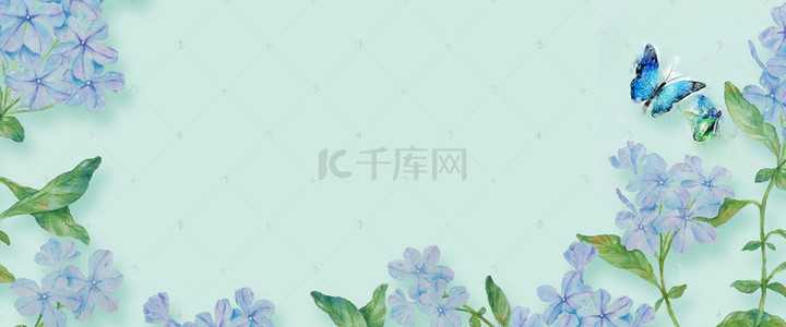 文艺小清新花卉春季上新蓝色背景