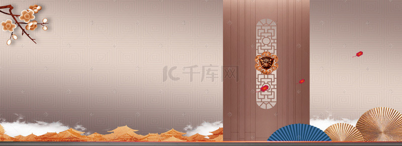 中式地产电商海报背景banner